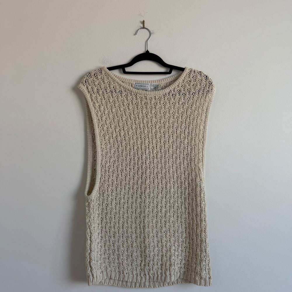 Vintage‎ Forenza Sportswear Chunky Knit Boho Chic Sleeveless Sweater Top - Picture 2 of 9